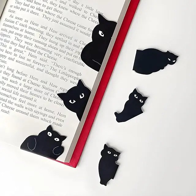 The Ink Palette Magnetic Bookmarks - 6 Pieces Assorted Cute Cat Book Markers Clip Set for Women,Book Lovers,Reading