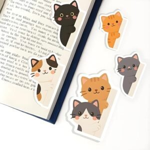 The Ink Palette Magnetic Bookmarks - 5 Pieces Assorted Cute Cat Book Markers Clip Set for Women,Book Lovers,Reading