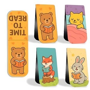 The Ink Palette Magnetic Bookmarks - 4 Pieces Assorted Cute Book Markers Clip Set for Women,Book Lovers,Reading (Animal-1)